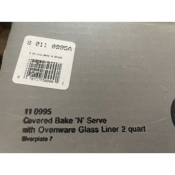1987 Oneida Silversmith’s Covered Bake “N” Serve w/Glass Liner 2 Quart NOB - Picture 3 of 3